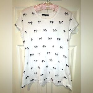 Rag & Bone White Tee with Black Palm Trees. Size fitted Large. EUC